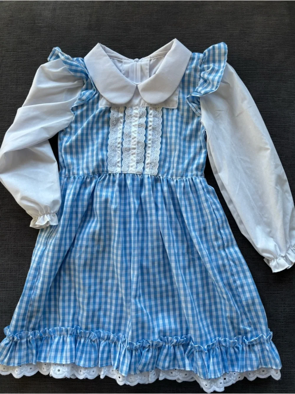 Girls Wizard of Oz Dorothy costume forBlue Gingham Ruffle Peter Pan Collar Dress